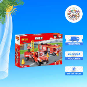 Bộ Lắp Ráp Xe Cứu Hỏa & Phương Tiện Giao Thông TinyToon – Khối To, Dễ Lắp Cho Bé 3-8 Tuổi