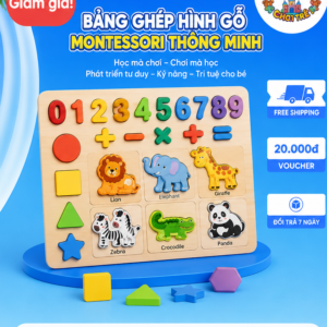 Bảng Ghép Hình Gỗ Montessori Thông Minh Cho Bé