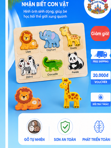 Bảng Ghép Hình Gỗ Montessori Thông Minh Cho Bé - Ảnh 4