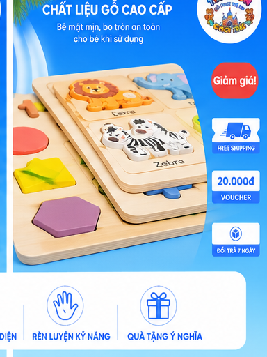 Bảng Ghép Hình Gỗ Montessori Thông Minh Cho Bé - Ảnh 5